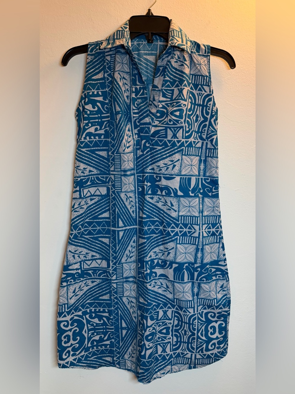 Tanoa Polynesian Teal and Gray Sleeveless Dress